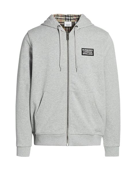 burberry hoodie zip up grey|Burberry half zip pullover.